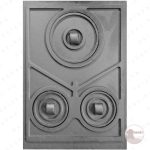 Öntvény Tűzhelylap, Platni, Három lyukas - 560x400 mm - Kéttagú nagy és két kicsi tűzhelykarikával, Toldható kivitel - Image 2