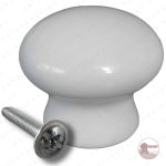 Csere, Pót- Porcelán gomb / fogantyú 35 mm Ø - Kemence ajtókhoz, tűztér ajtókhoz - Egyszerű, sima felületű