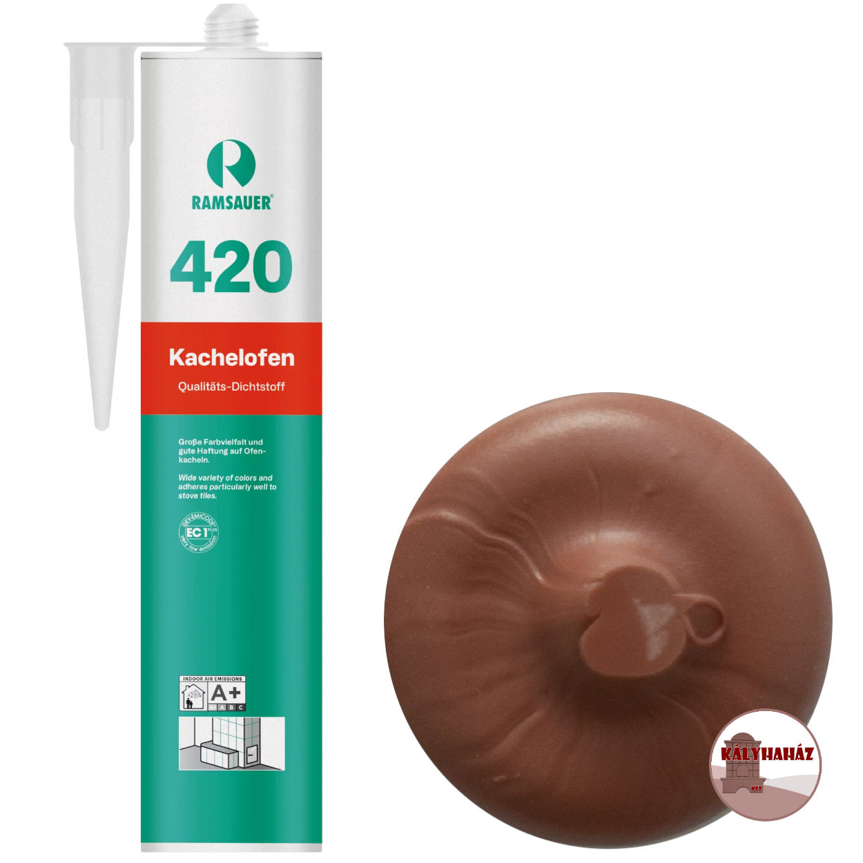 Ramsauer rugalmas gumis szilikonos cserépkályha fugázó - bordó, berkenye, Vogelbeere - tubus színmintával, 310 ml, Ramsauer 420 Cserépkályha fugázó, Berkenye / Bordó - Rugalmas Hőálló Kályha, Kandalló fugázó - Ramsauer 420 Vogelbeere - Image 1
