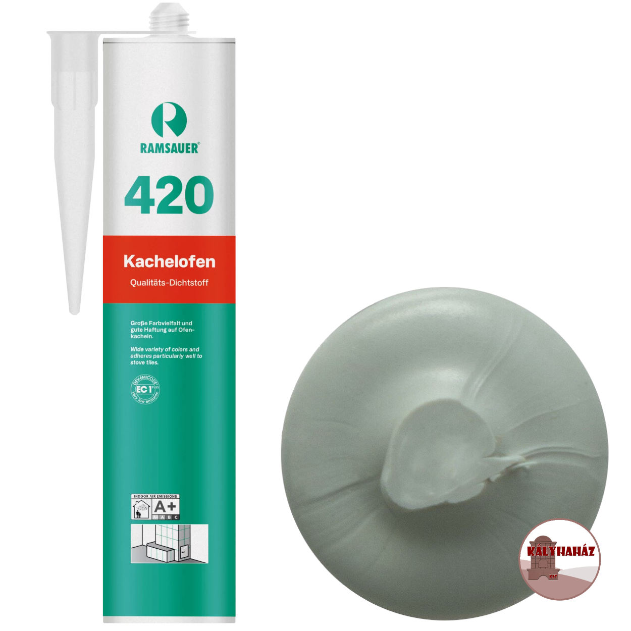 Ramsauer rugalmas gumis szilikonos cserépkályha fugázó, nefelejcs, kékes szürke, vergissmeinnicht - tubus színmintával, 310 ml, Ramsauer 420 Cserépkályha fugázó, Nefelejcs - Kékes szürke Rugalmas Hőálló Kályha, Kandalló fugázó - Ramsauer 420 Vergissmeinnicht - Image 1