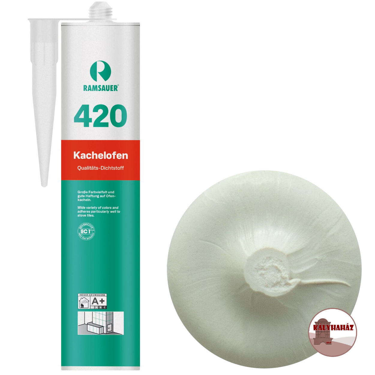 Ramsauer rugalmas gumis szilikonos cserépkályha fugázó, világosszürke, Lichtgrau - tubus színmintával, 310 ml, Ramsauer 420 Cserépkályha fugázó, Világosszürke - Rugalmas Hőálló Kályha, Kandalló fugázó - Ramsauer 420 Lichtgrau - Image 1