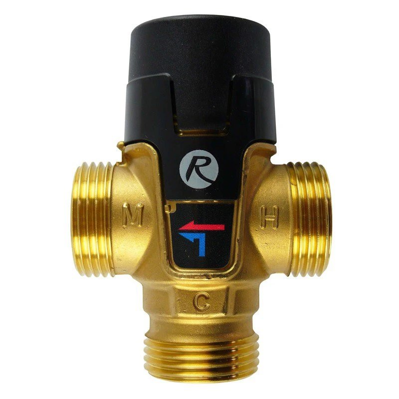regulus-tvmix-dn25-termosztatikus-forrazasvedo-keveroszelep Regulus TVmix DN25 termosztatikus forrázásvédő keverőszelep 35–65 °C, 1" külső menet, oldalsó kimenettel - Image 1